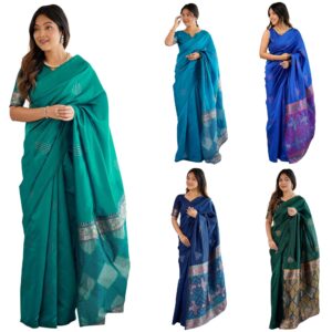 Women's Banarasi Soft Silk Saree with Unstitched Blouse Piece