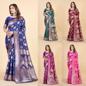 Women's Firozi kanjivaram banarasi silk saree for Patola festival Wedding silk with rich pallu Design sarees for women with blouse piece