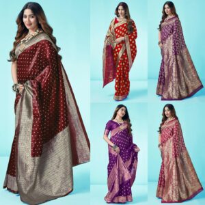 Women's Kanjivaram Soft Silk Saree Pure Silk with Unstitched Blouse Piece