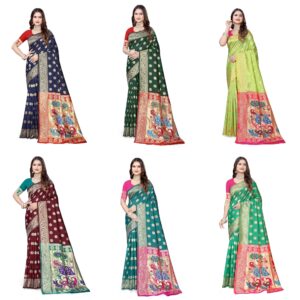 Women's Banarasi Saree Pure Paithani Kanjivaram Silk Soft new ladies 2024 Design Wear Pattu Sarees Latest Cotton Party Sari collections With Blouse Piece