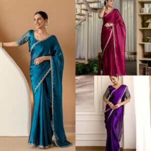Women's Silk Embroidery Saree with Unstitched Blouse Piece
