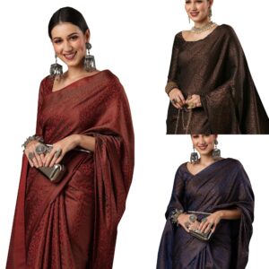 Women's Woven Design Zari Work Banarasi Silk Saree With Unstitched Blouse Piece