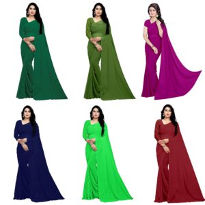 Women's Georgette Saree With Unstiched Blouse Piece