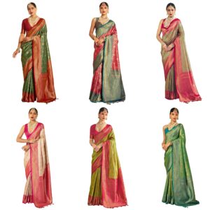 Women's Silk Blend Ethnic Motif Printed Saree With Unstitched Blouse