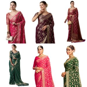 Women's Woven Design Leheriya Georgette Saree With Unstiched Blouse Piece
