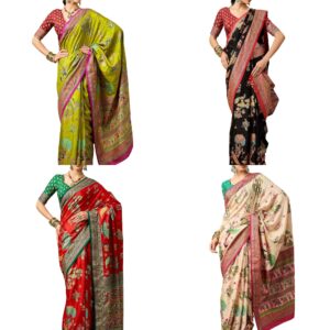 Women's Viscose Foil Printed Saree With Unstitched Blouse Piece