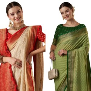 Women's Georgette Banarasi Silk Saree with Unstitched Blouse Piece