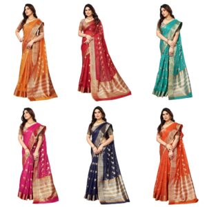Women's Kota Doria Cotton Manipuri Jacquard Boarder Saree With Unstitched Blouse Piece