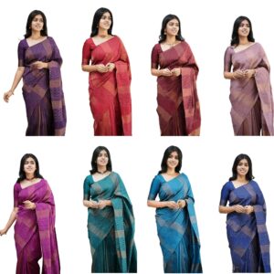 Women's Kanjivaram Banarasi Paithani Jacquard Silk Saree With Unstitched Blouse Piecee
