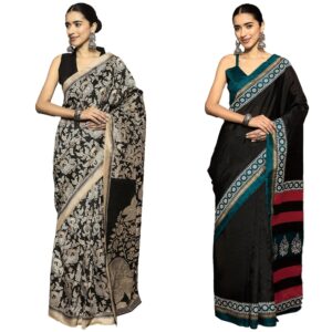 Women's Bhagalpuri Silk Geometric Printed Ready To Wear one Minute Saree With Unstitched Blouse Piece
