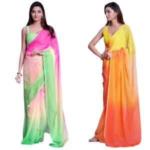Women's Embroidered Work Organza Saree With Unstitched Blouse Piece