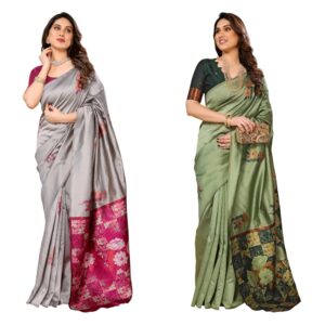 Women's Kanjivaram Banarasi Soft Silk Saree With Unstitched Blouse Piece