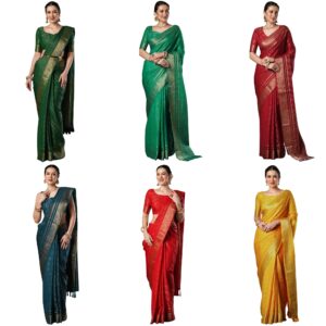 Women's Viscose Ethnic Motif Printed Saree With Unstitched Blouse Piece