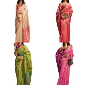 Women's Banarasi silk Ethnic Motif Woven Design Saree With Unstitched Blouse Piece