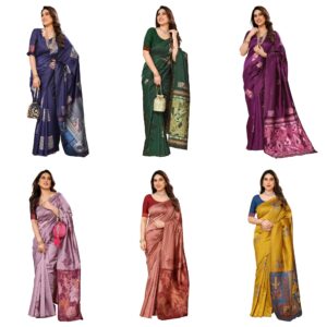 Women's Kanjivaram Banarasi Soft Silk Saree With Unstitched Blouse Piece