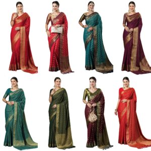 Women's Viscose Ethnic Motif Printed Saree With Unstitched Blouse Piece