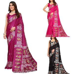 Women's Woven Latest Art Silk and Tassels Saree with Unstitched Blouse Material